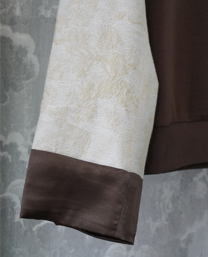 FLEECE SWEATSHIRT WITH JACQUARD SLEEVES