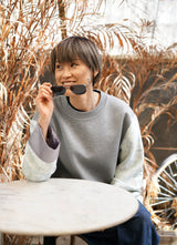 FLEECE SWEATSHIRT WITH JACQUARD SLEEVES