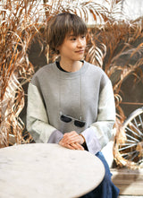 FLEECE SWEATSHIRT WITH JACQUARD SLEEVES