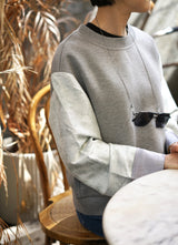 FLEECE SWEATSHIRT WITH JACQUARD SLEEVES
