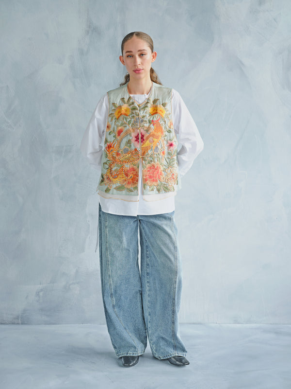 FENG MING CHAO YANG SILK EMBROIDERED VEST