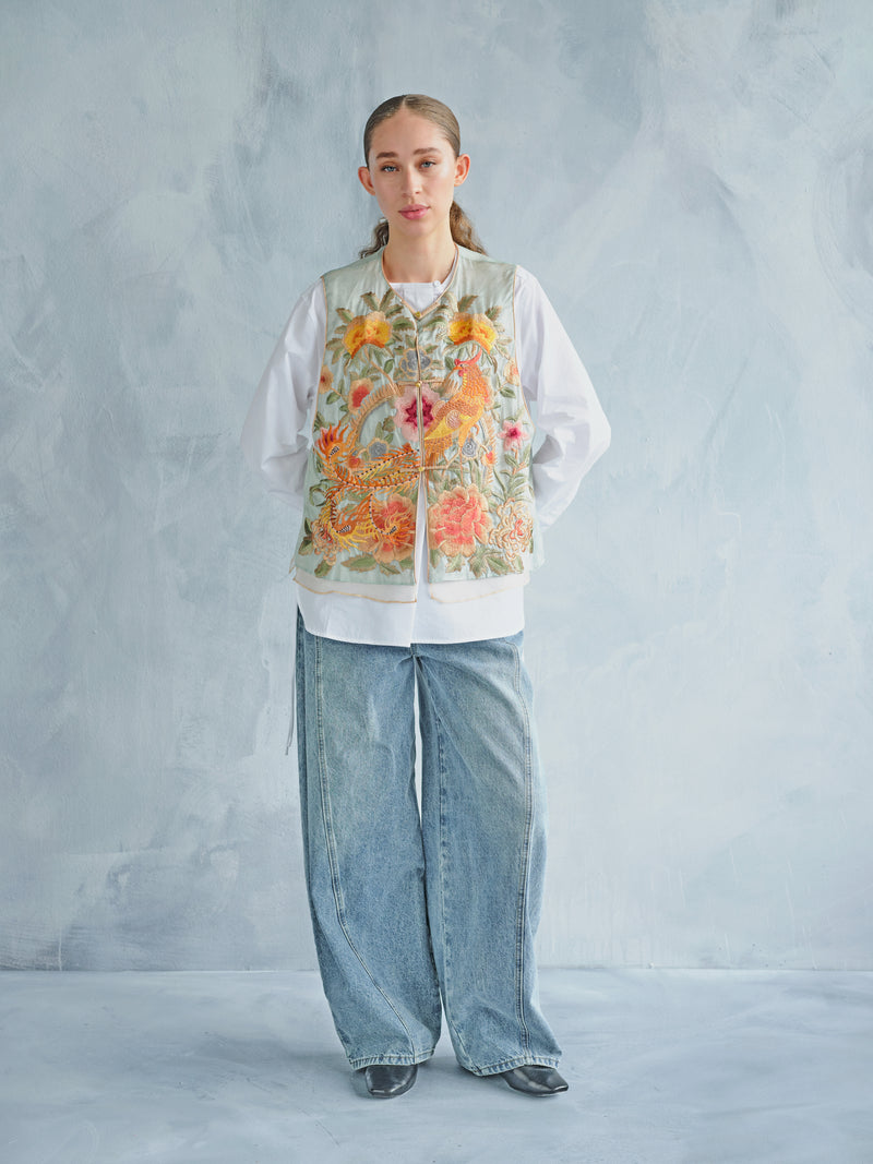 FENG MING CHAO YANG SILK EMBROIDERED VEST