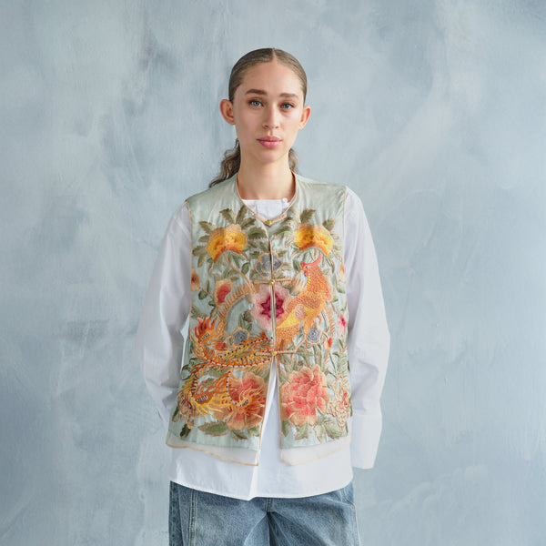 FENG MING CHAO YANG SILK EMBROIDERED VEST