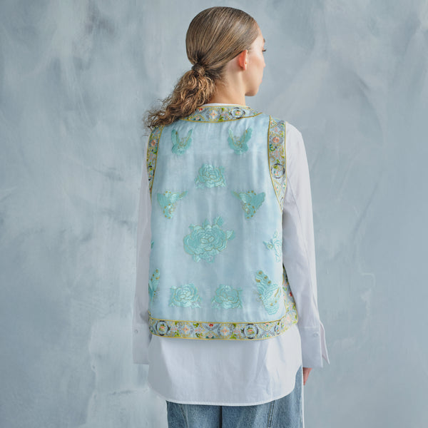 HU DIE MU DAN EMBROIDERED SILK VEST