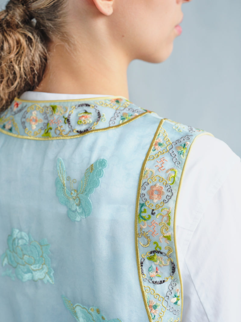 HU DIE MU DAN EMBROIDERED SILK VEST