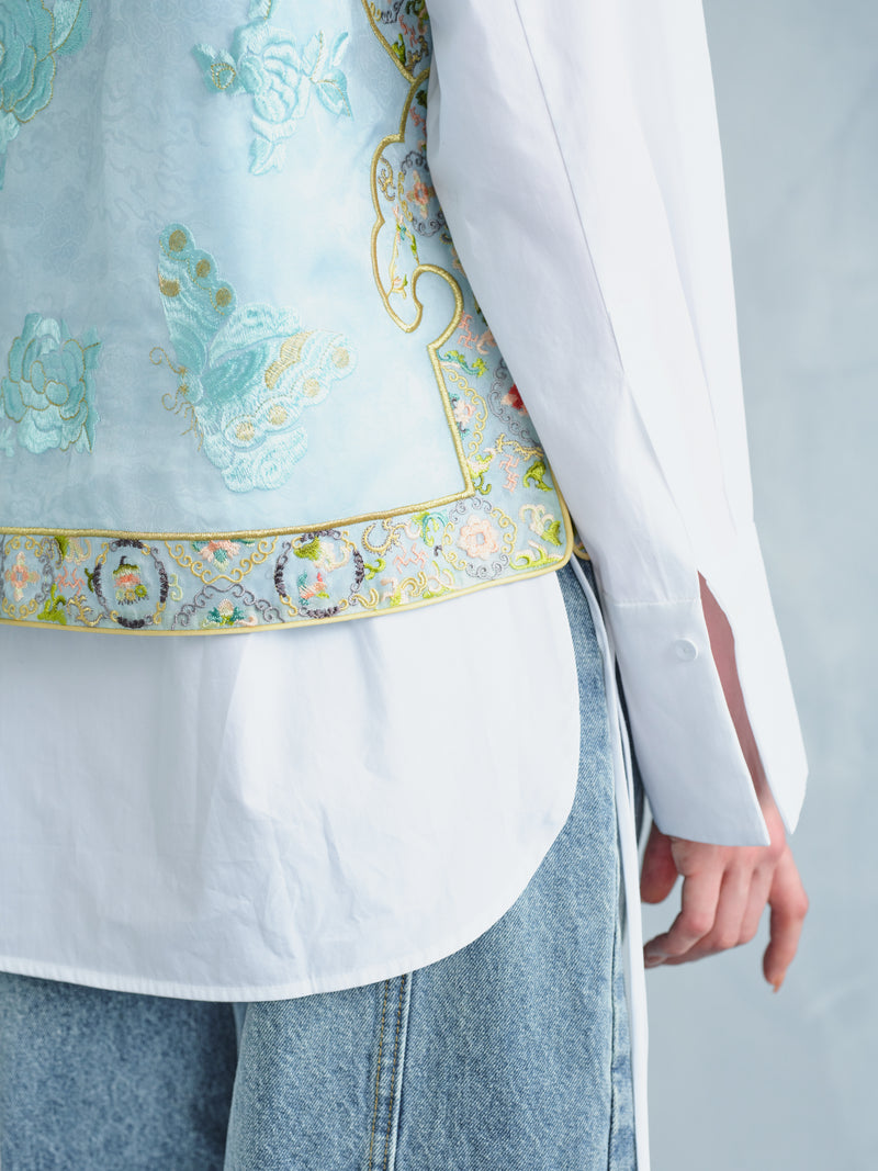 HU DIE MU DAN EMBROIDERED SILK VEST