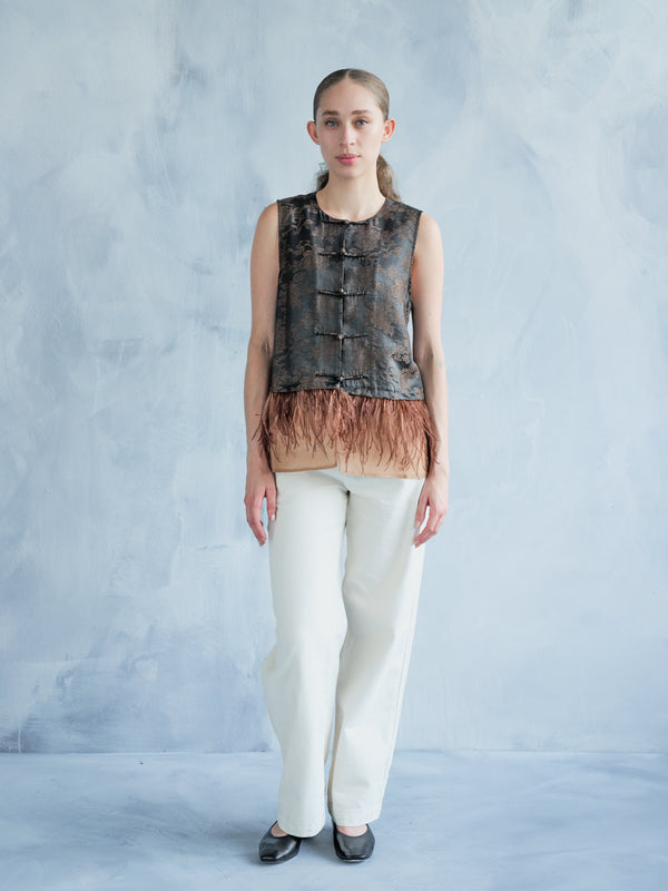 MU DAN WEN FEATHER VEST