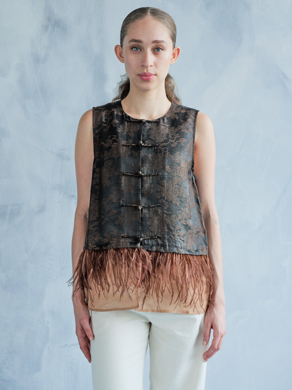 MU DAN WEN FEATHER VEST