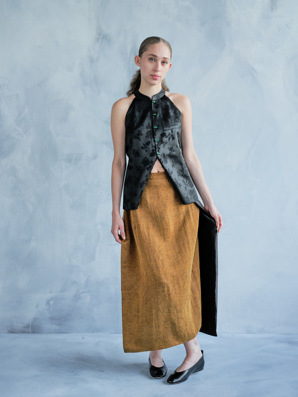 MIDNIGHT HALTER VEST W/ JADE BUTTONS