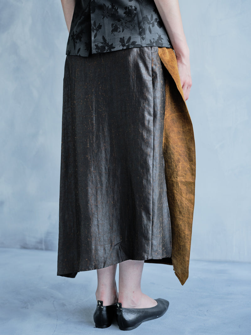 REVERSIBLE TWO-TONE CRACKLED XIANG YUN SHA SKIRT