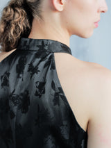 MIDNIGHT HALTER VEST W/ JADE BUTTONS