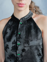MIDNIGHT HALTER VEST W/ JADE BUTTONS