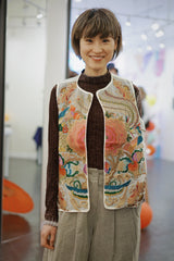 MU DAN FENG NIAO WEN EMBROIDERED WHITE VEST